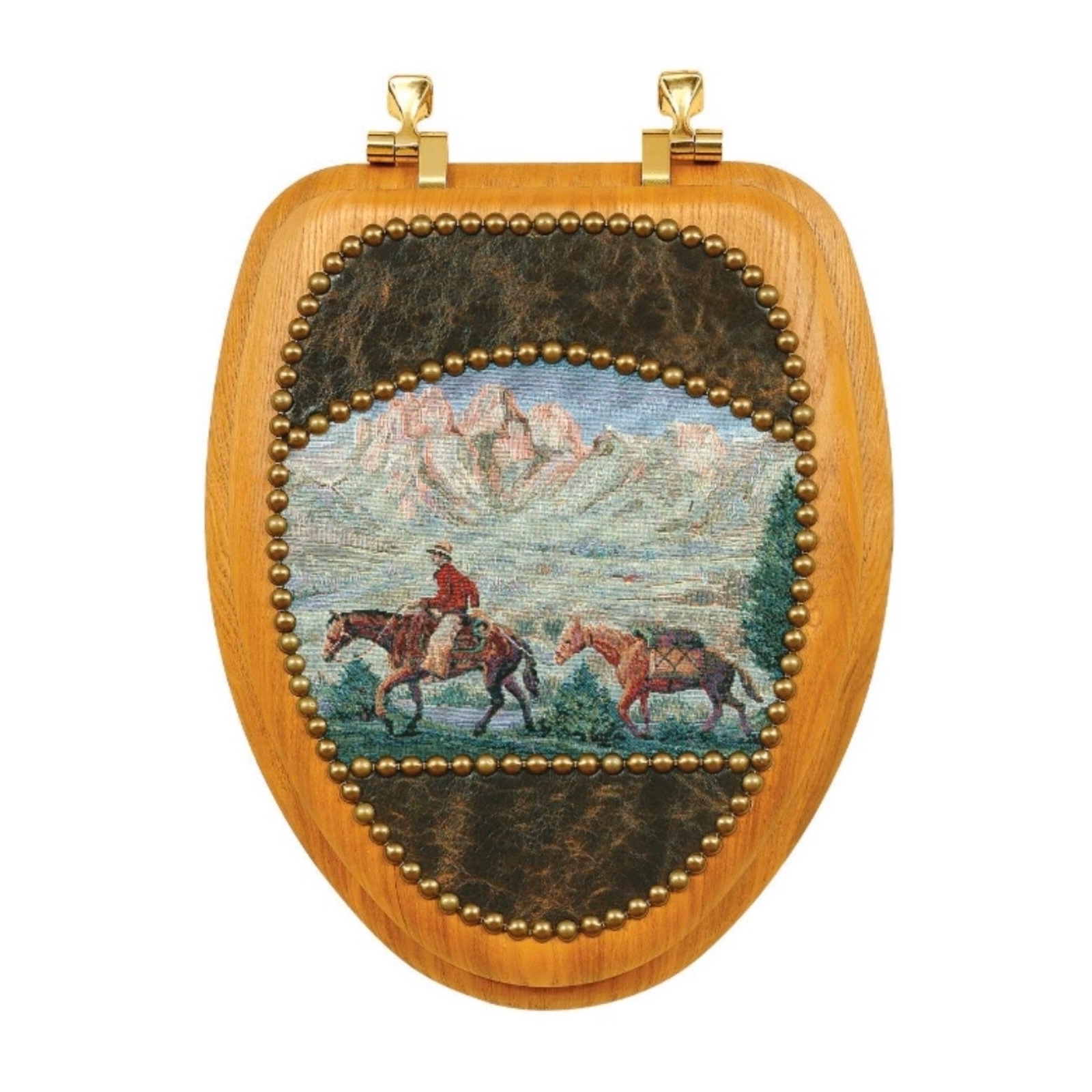Western Cowboy Trail Leather Toilet Seat